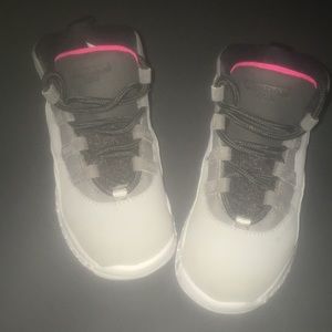 Gray and pink Jordan’s